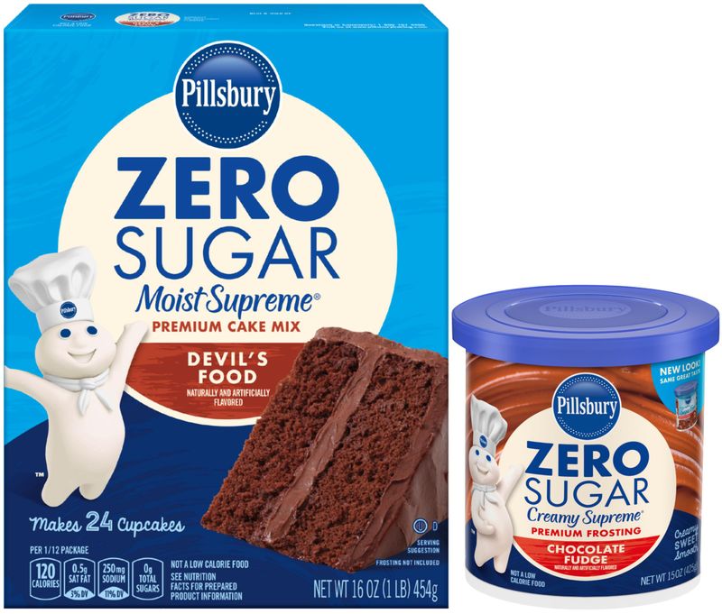 Pillsbury Moist Supreme Sugar Free Devil&#39;s Food Cake Mix, 16 Oz. And Pillsbury Creamy Sugar Free Frosting Chocolate Fudge, 16 Oz5