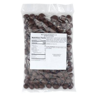 Milk Chocolate Covered Peanuts, 1 Pound Bulk Bag, Chocolate Covered Nuts, The Hampton Popcorn &amp; Candy Company