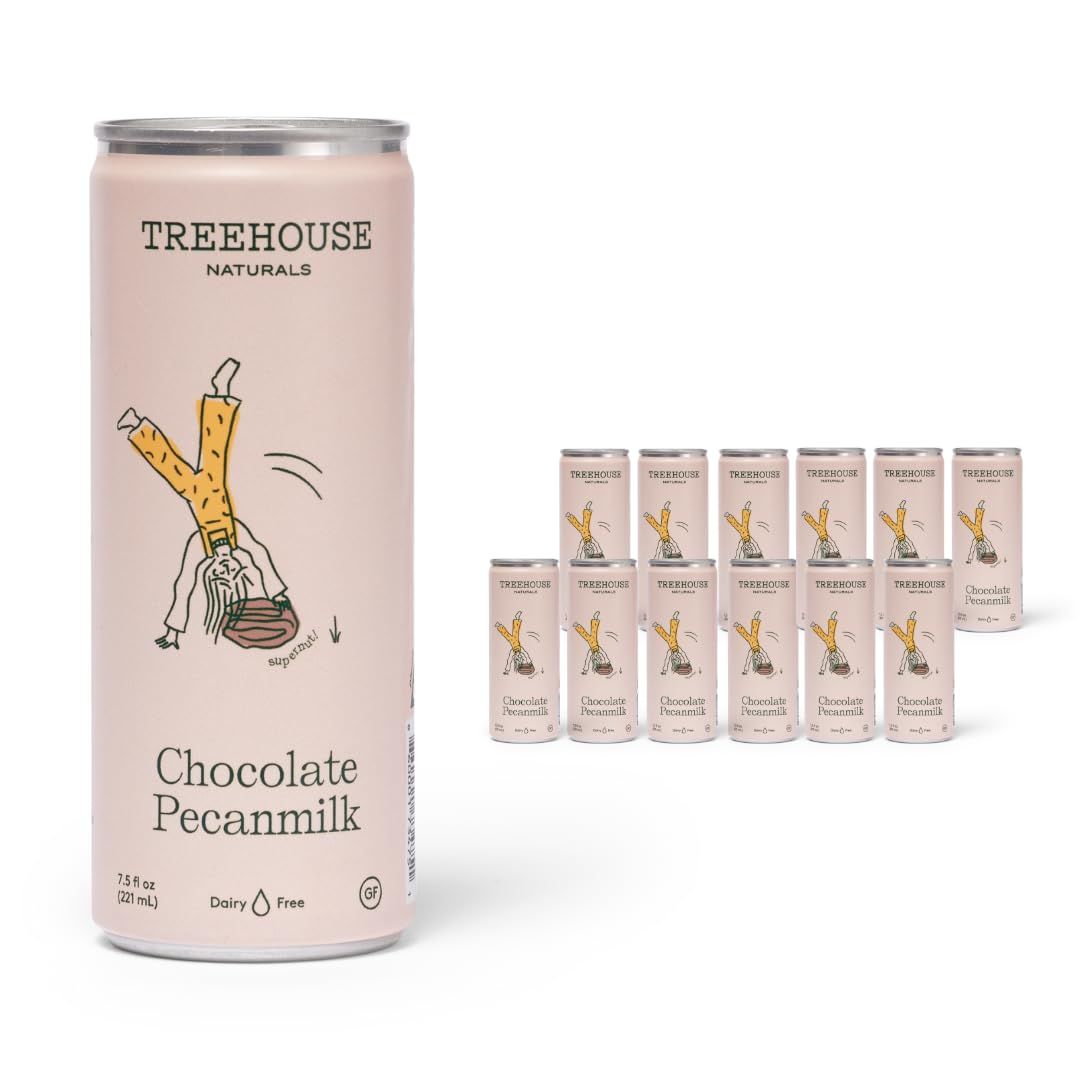 Plant-Based Dairy Alternative Chocolate Pecan Milk, Keto Friendly, 7.5 Oz Shelf-Stable Can, Pack of 12