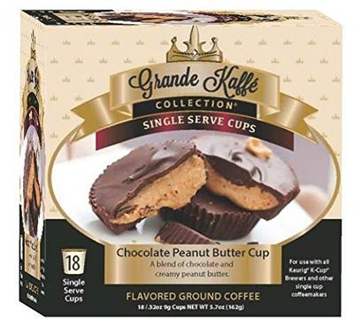 Grande Kaffe Single Serve, Chocolate Peanut Butter Cup Coffee, Compatible with Keurig K-cup Brewers, 18 Count