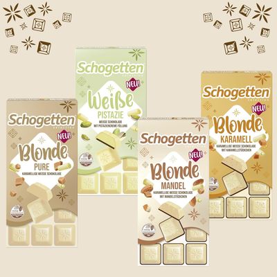 Schogetten White Chocolate Blonde German Chocolate Bars Limited New 2024 Edition (Pack of 4)