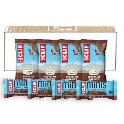 CLIF BAR - Chocolate Brownie Flavor - Full Size and Mini Energy Bars - Made with Organic Oats - Non-GMO - Plant Based - 2.4 oz. and 0.99 oz. (20 Count)
