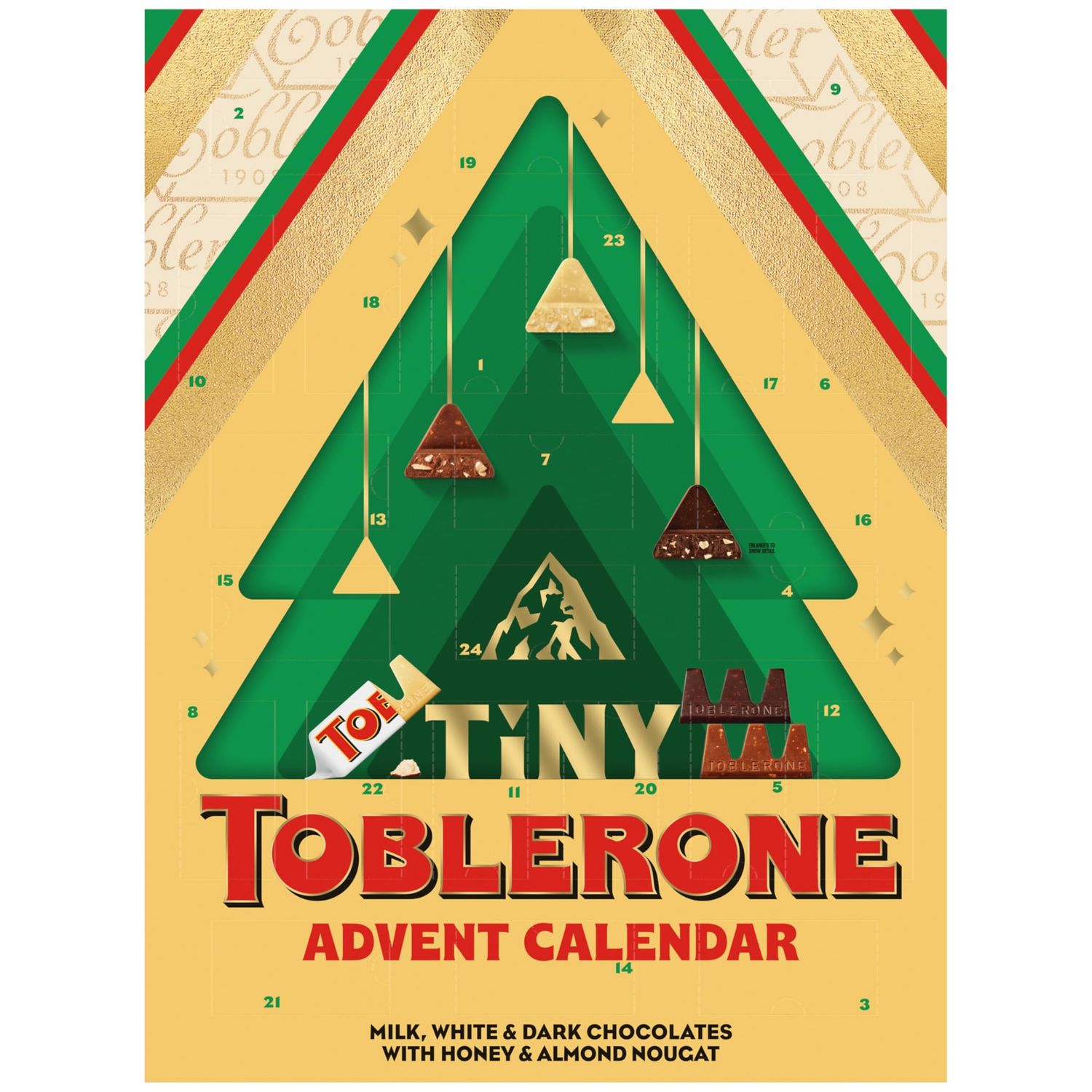 Toblerone Tiny Assorted Chocolate Bars, Holiday Advent Calendar, 24 Days