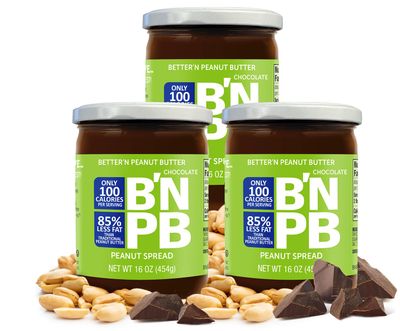 Low Fat Chocolate Peanut Butter Spread by Bettern Peanut Butter, Creamy Low-Calorie Peanut Spread with No Saturated Fat, Gluten Free, Dairy Free, Non GMO, Kosher, Pack of 3, 16 oz. Glass Jars