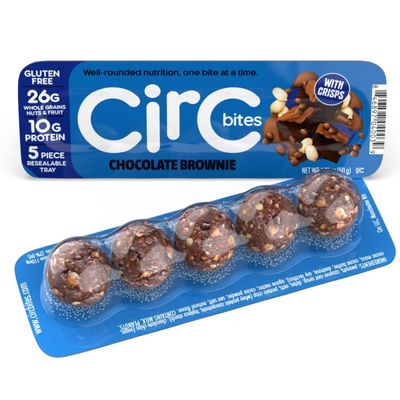 CirC Protein Balls, Chocolate Brownie 6 Pack, Gluten Free High Protein Snacks, 10g Whey Protein, 31g Whole Grains Nuts &amp; Fruit, Portable Healthy Snacks for Adults &amp; Kids, 5 Piece Resealable Packs