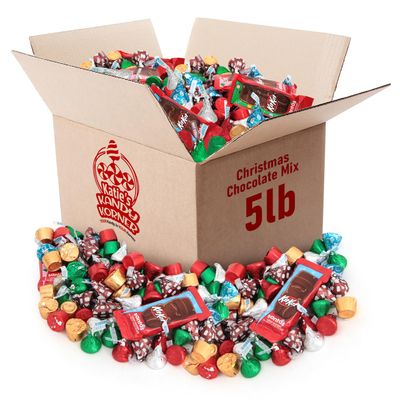 Christmas Chocolate Mix, Pack of Christmas Candy Individually Wrapped, Ideal Christmas Candy Bulk for Stocking Stuffers, Delicious Chocolate Variety Pack for Christmas Chocolate Gifts (5 Lb)