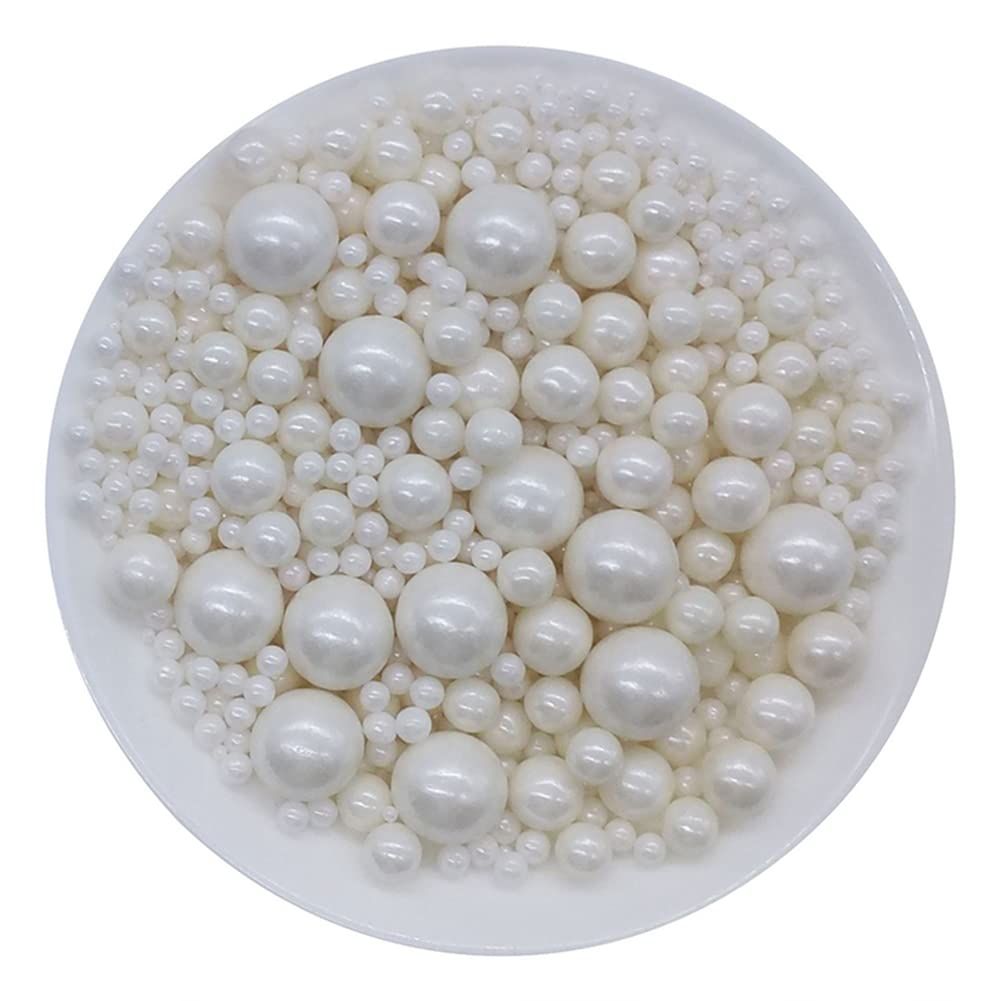 Edible White Sugar Pearls Candy Sprinkles 120G/ 4.23Ounce Baking Cake Sprinkles Cupcake and Cake Topper Cookie Decorations Wedding Party Valentines Halloween Christmas Supplies