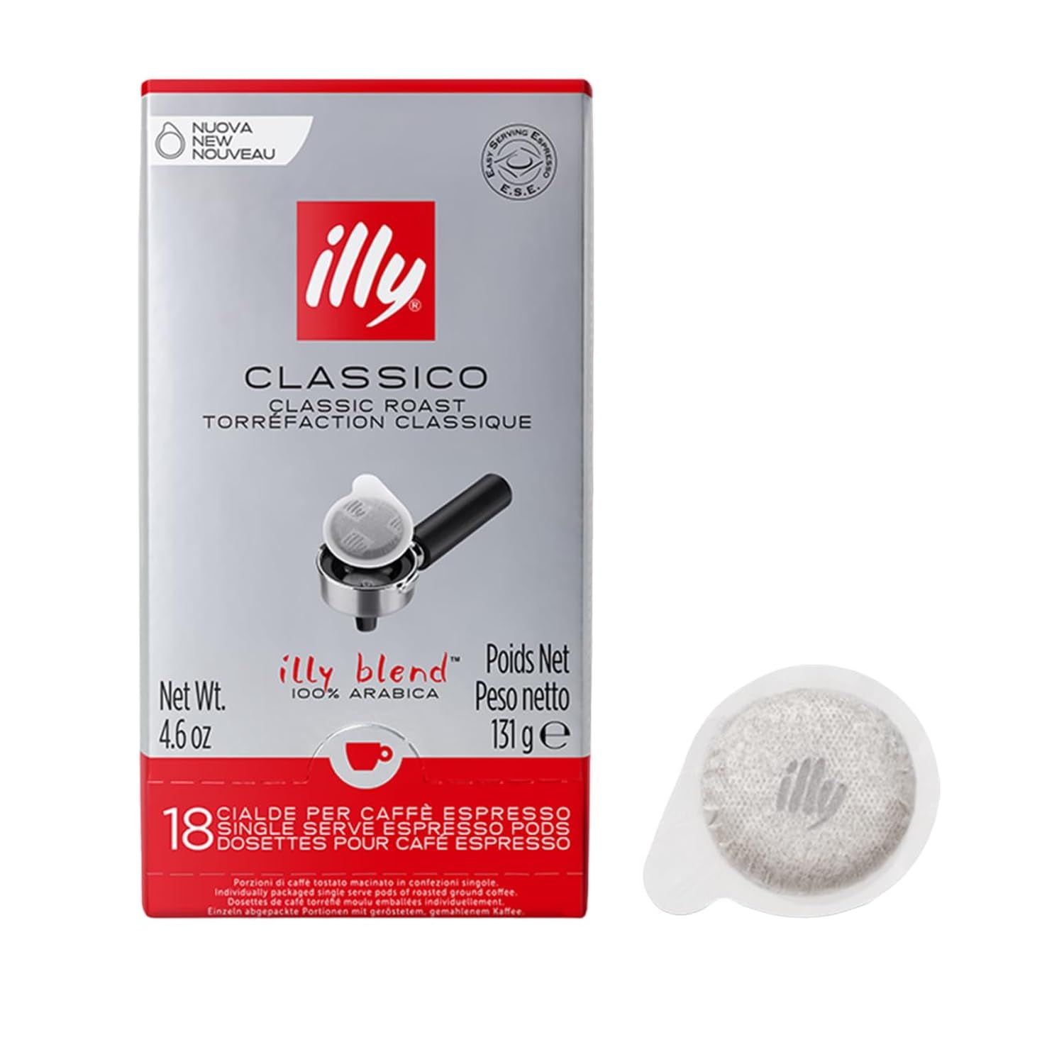 illy E.S.E. Coffee - Single-Serve Coffee Pods - Classico Medium Roast - Notes Of Chocolate &amp; Caramel - For E.S.E Coffee Machines - Extraordinary Aroma &amp; Body - 18 Count