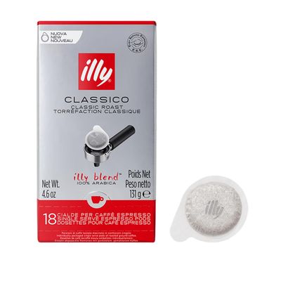 illy E.S.E. Coffee - Single-Serve Coffee Pods - Classico Medium Roast - Notes Of Chocolate &amp; Caramel - For E.S.E Coffee Machines - Extraordinary Aroma &amp; Body - 18 Count