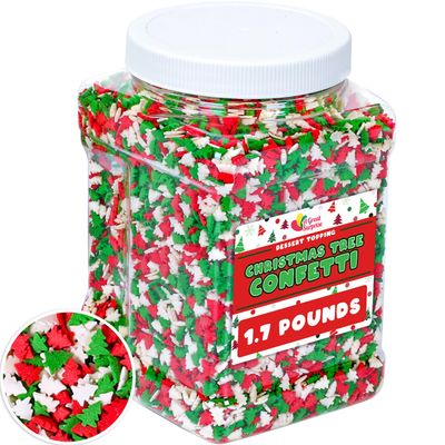 Christmas Tree Sprinkles - 1.7 Pounds - Bulk Red and Green Confetti Sprinkles - Holiday Sprinkles for Cookie Decorating - Christmas Jimmies for Gingerbread Cookies, Baking, Cupcakes