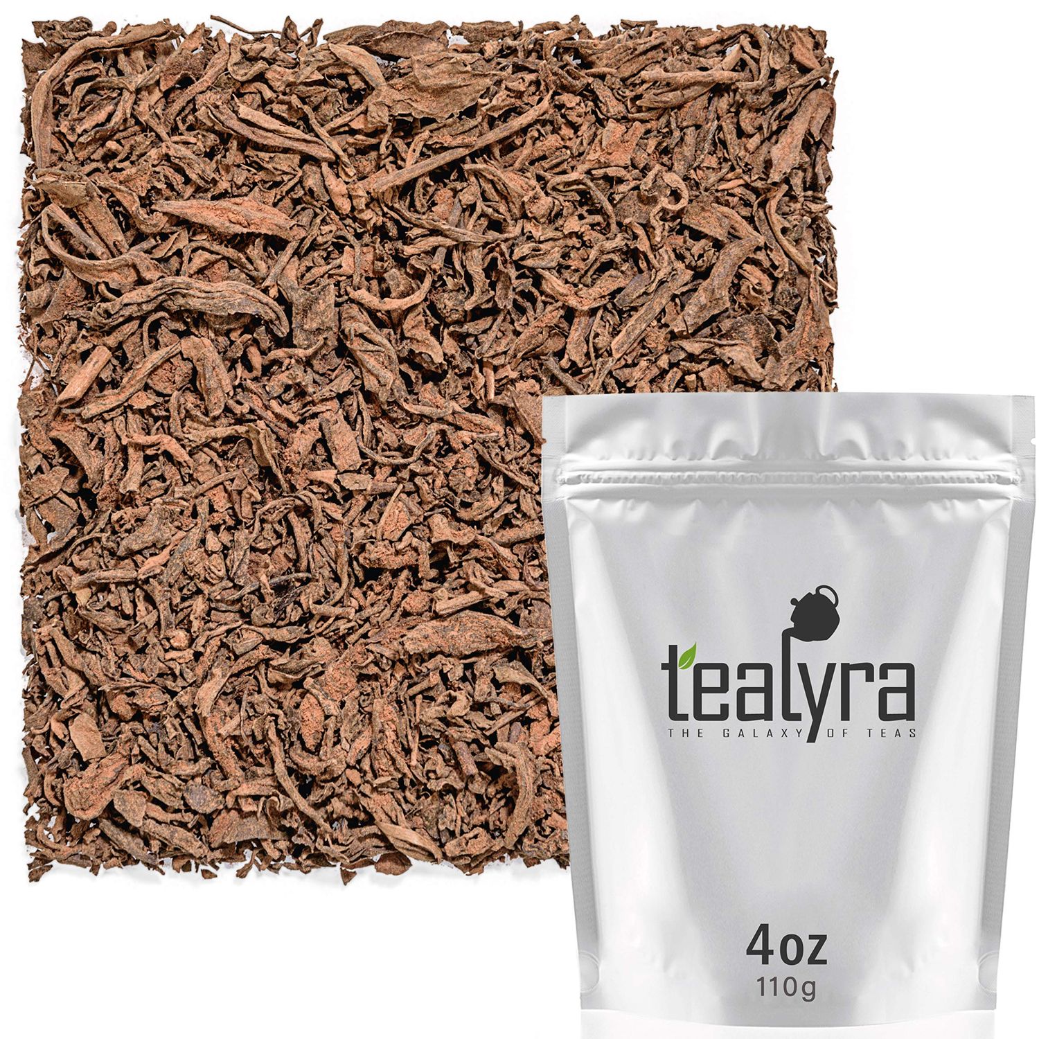 Tealyra - Pure Cocoa Puerh - Aged Loose Leaf - Chocolate Tea Blend - Decadent - All Natural - Caffeine Level High - Aged Black Tea Pu-Erh - 112g (4-ounce)