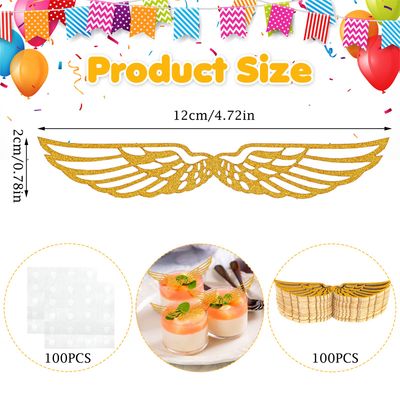 100 Pcs Wizard Party Chocolate Decoration Golden Wings Cake Topper Chocolate Frogs Cupcake Toppers Chocolate Decoration for Birthday Wizard Theme Party Supplies