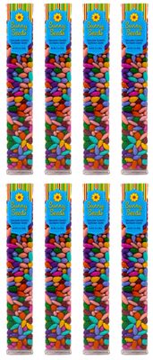 Chocolate Covered Sunflower Seeds Multicolored Candy Coated Treats - Rainbow Party Favors - Sweet and Crunchy Topping - Pack of 8