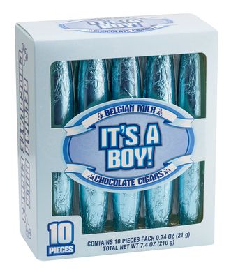 It&#39;s A Boy Chocolate Cigars 10 Count Box Belgian Milk Chocolate Cigars