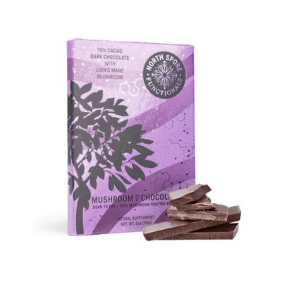 Organic Lion&#39;s Mane Mushroom 70% Dark Chocolate Bar | Functional Mushroom Supplement | 100% Fruiting Body Extracts | Made in USA