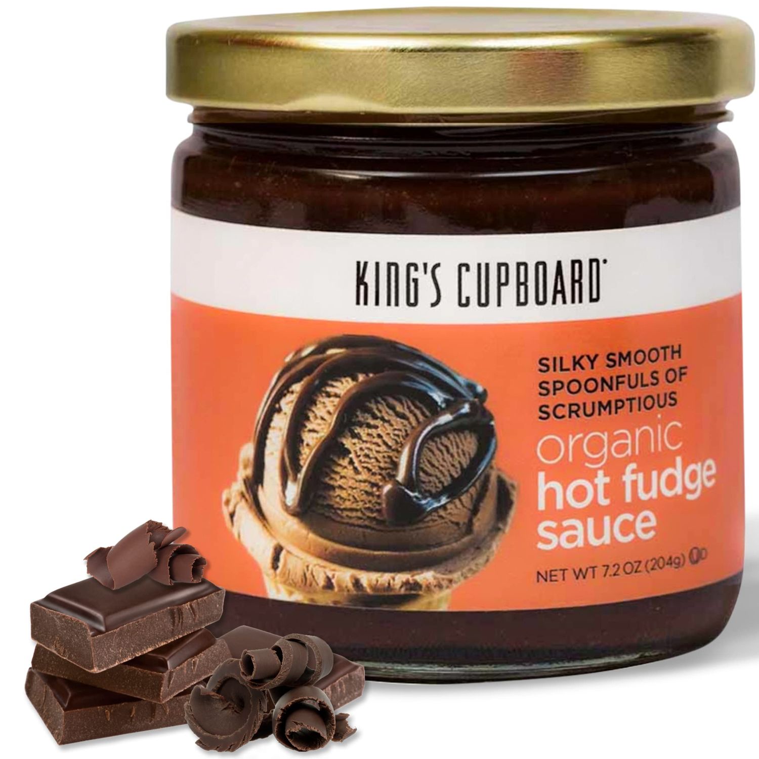 King&#39;s Cupboard Organic Hot Fudge Sauce - The Perfect Hot Chocolate Sauce for Topping Ice Cream &amp; Desserts, Coffee Drizzle, Baking, Fondue, Gluten-Free, Kosher, All Natural, 7.2 oz - Pack of 1