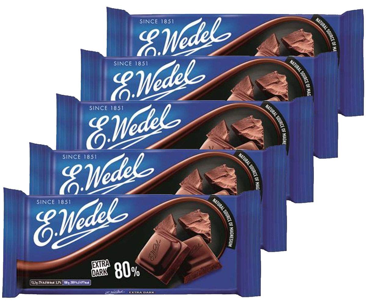 E. Wedel Dark Chocolate 80% Cocoa, 100g / 3.5 ounce (Pack of 5)