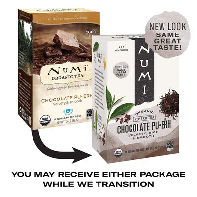 Numi Organic Tea Chocolate Puerh, 16 Count Box of Tea Bags (Pack of 3)