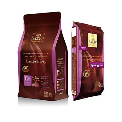 Cacao Barry Lactee Barry 36% Milk Chocolate Couverture Pistoles, 5kg,11.0 Lbs Box