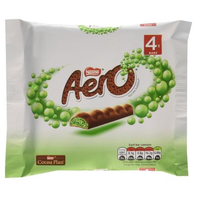 Aero Mint Chocolate Bubbly Bar 4 x 27g Pack - 3.8oz (British Chocolate)