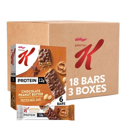 Special K Bar Protein Meal Bars, 12g Protein, Meal Replacement, Chocolate Peanut Butter (3 Boxes)