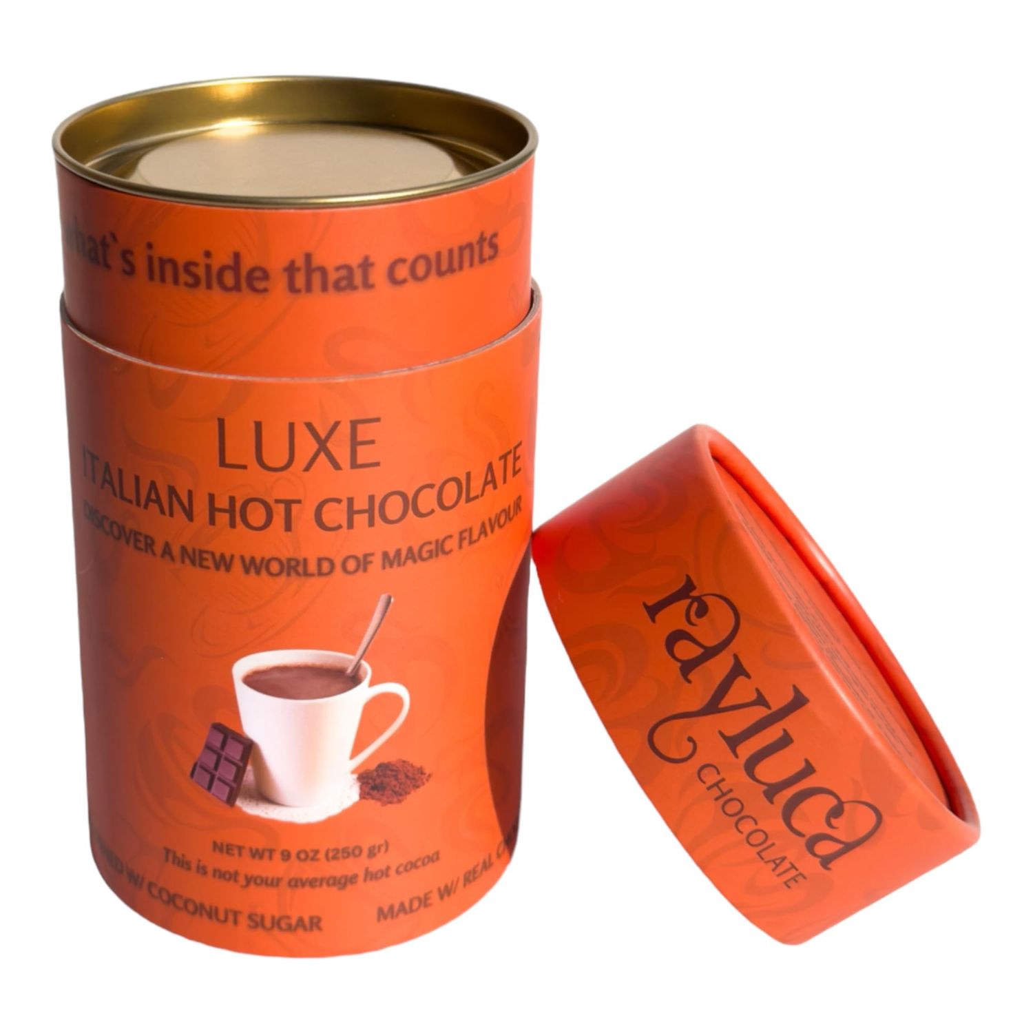 Rayluca Italian Style Hot Chocolate - Plant Based Thick and Creamy 9 oz