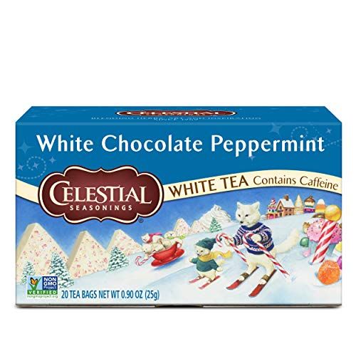 Celestial Seasonings White Chocolate Peppermint White Tea Bags, Great For Stocking Stuffer, 20 tea bags