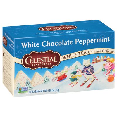 Celestial Seasonings White Chocolate Peppermint White Tea Bags, Great For Stocking Stuffer, 20 tea bags