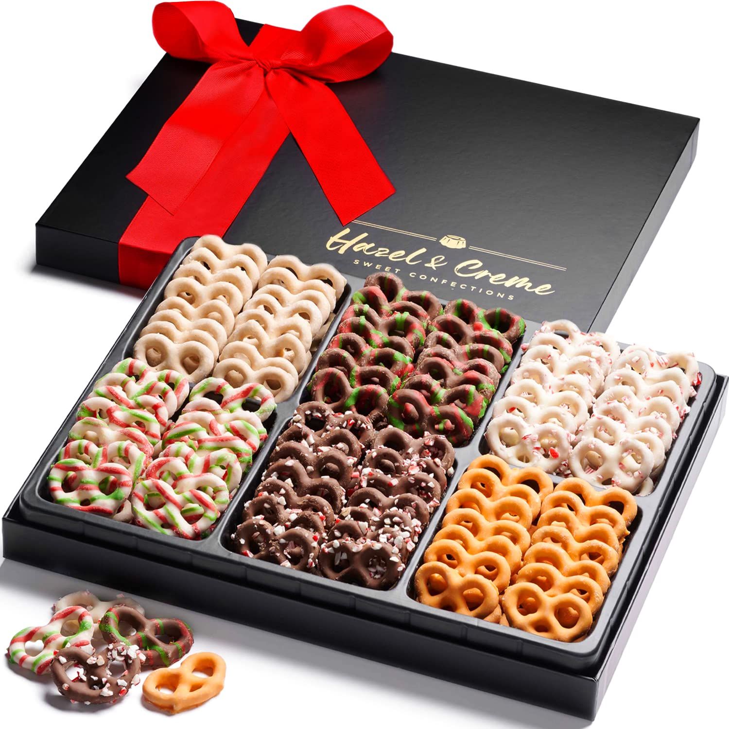 Christmas Chocolate Covered Yogurt Pretzel Gift Box - Gourmet Gift Basket - Food Gift Basket - Holiday Chocolate Food Gifts for Men and Women