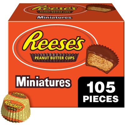REESE&#39;S Miniatures Milk Chocolate Peanut Butter Cups, Candy Packs, 0.31 oz (105 Pieces)