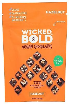 Wicked Bold 70% Dark Chocolate Cubes with Hazelnuts, 2 OZ