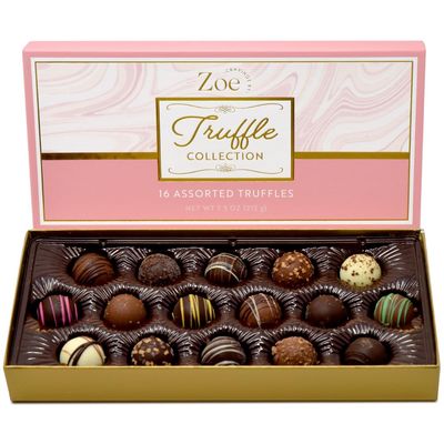 CRAVINGS BY ZOE Chocolate Truffle Gift Box | 16 Count | Assorted Gourmet Milk &amp; Dark Chocolate Candy Food Gift Basket Christmas, Birthday, Get Well, Holiday, Thank You Men Women Mom Dad Family Him Her