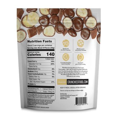 Crunchies Freeze-Dried Chocolate Covered Fruits - 100% All Natural Crispy Fruit Enrobed in Premium Chocolate, Non GMO, Kosher (Bananas in Milk Chocolate, 5 Ounce (Pack of 6))