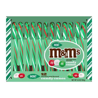 M&amp;Ms Candy Canes Chocolate Mint Flavor 12 Count Boxes packed 12s