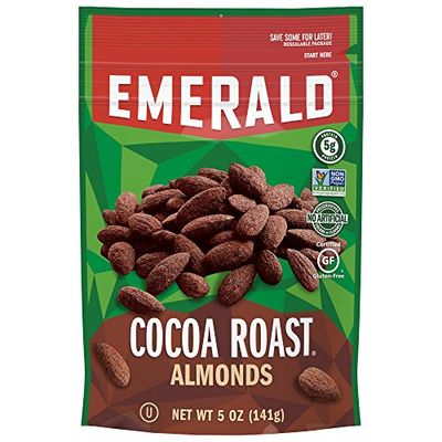 Emerald Nuts Cocoa Roast Almonds (1-Pack), 5 Oz Resealable Bag, Kosher Certified, Non-GMO, Contains No Artificial Preservatives, Flavors or Synthetic Colors