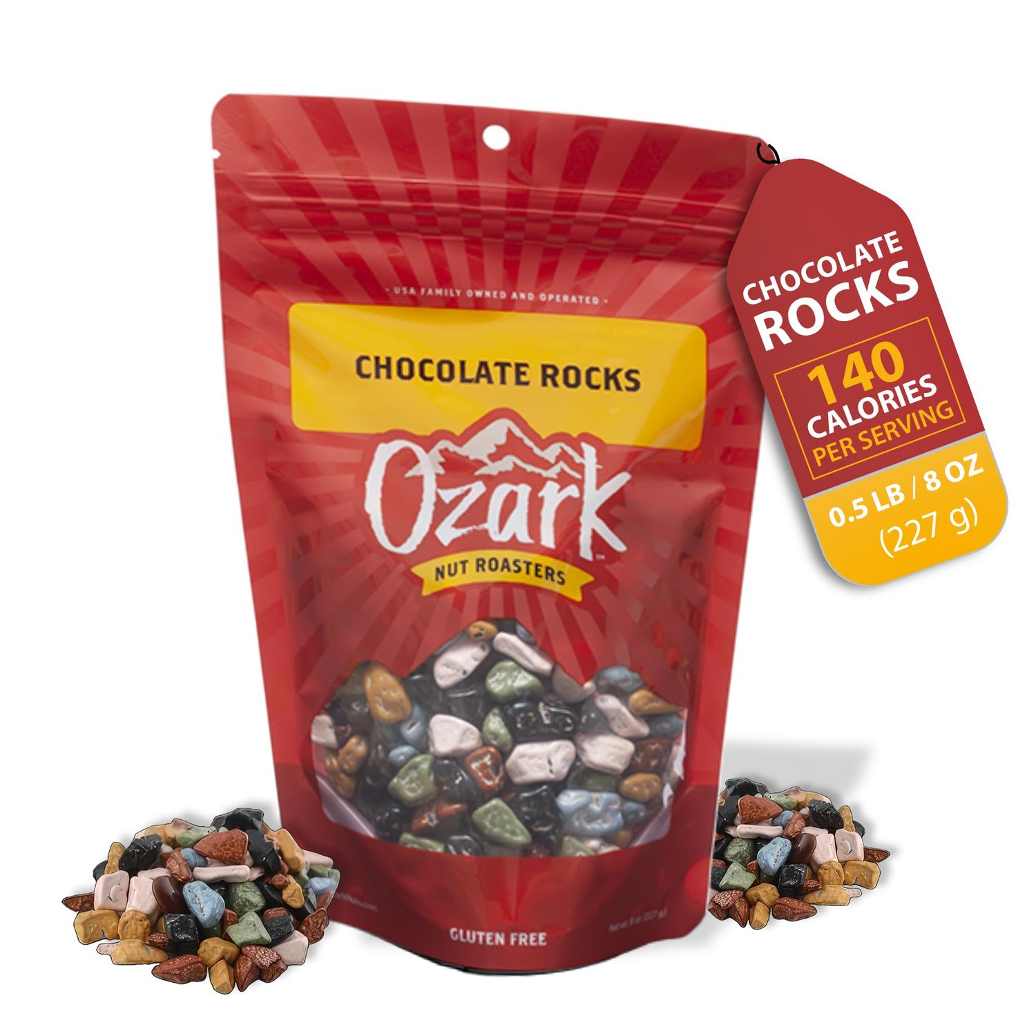 OZARK NUT ROASTERS, Chocolate Rocks, Flavored Snack Nuts, World-Class Gourmet Candied Peanuts, Candy-Coated Chocolate Rocks Pack of 1, 0.5lb (8oz)