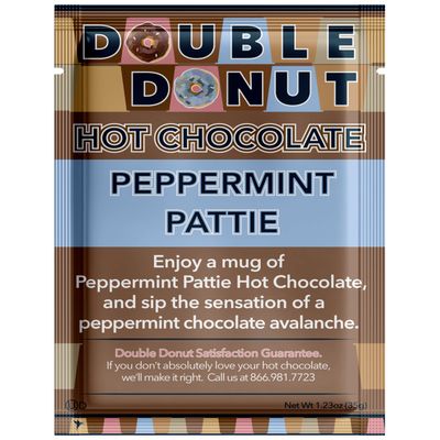 Double Donut Peppermint Hot Chocolate, Peppermint Pattie Flavored Hot Chocolate Packets, Hot Peppermint Cocoa Mix, 18 Count