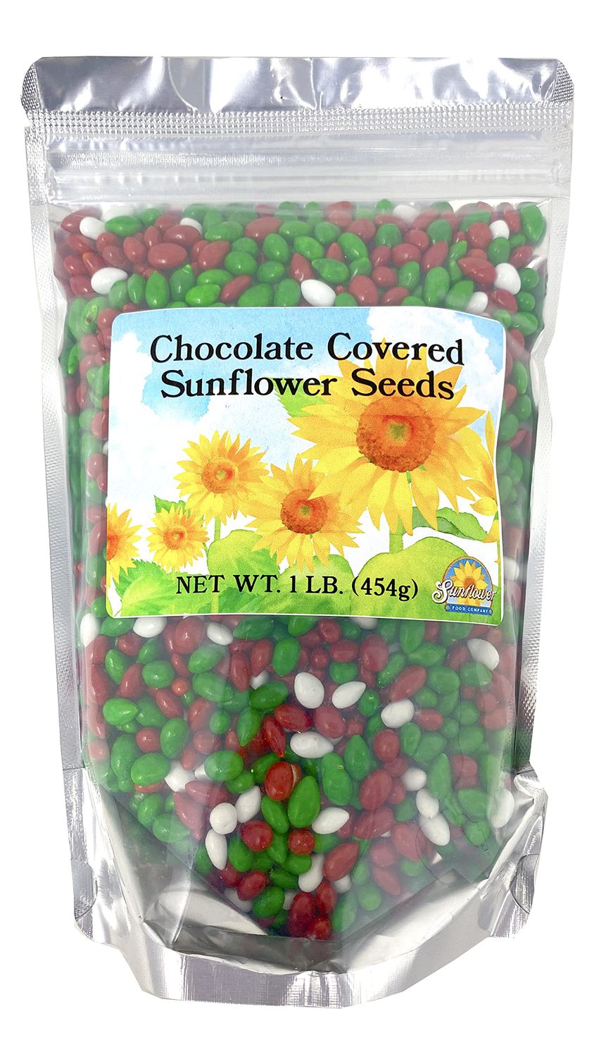 Rabbit Creek Sunflower Food Company Christmas Chocolate Covered Sunflower Seeds Red and Green Christmas Cupcake Decorations, Christmas Cookie Decorations, Christmas Candy 1 Pound