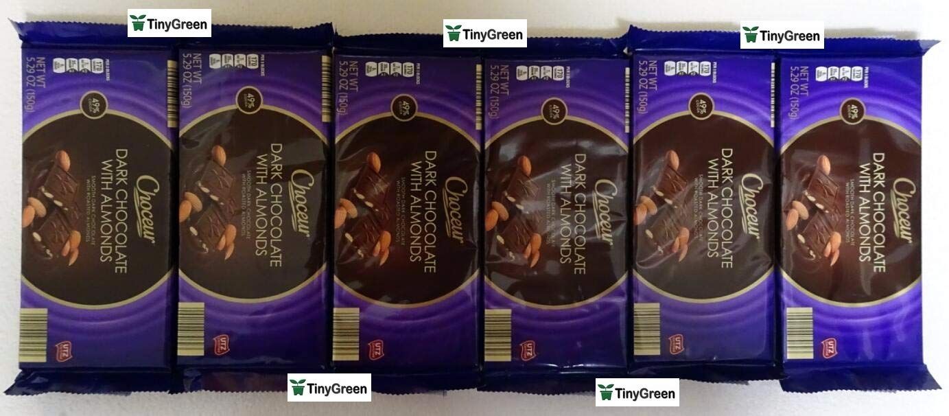 Choceur Dark Chocolate with Almonds Smooth Dark Chocolate with Roasted Almonds 49% Cocoa 5.29oz 150g (Pack of Six)