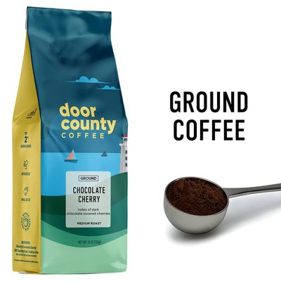 Door County Coffee Chocolate Cherry Flavored Coffee Ground | 10 oz Bag | Flavored Ground Coffee Medium Roast | 100% Specialty Arabica Coffee Ground | Flavored Gourmet Coffee | Chocolate Cherry Coffee