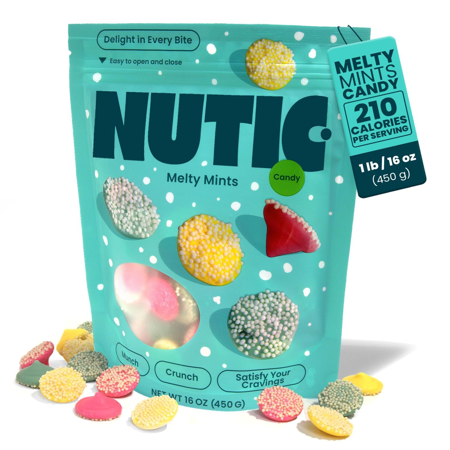 Nutic Smooth and Melty Mints Nonpareils Candy - 1LB, Pastel Mint Delights for Holidays &amp; Birthdays, Dutch and Chocolate Mint Treats - Ideal for Weddings, Parties, USA Made - (Pack of 1)