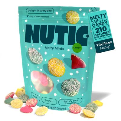 Nutic Smooth and Melty Mints Nonpareils Candy - 1LB, Pastel Mint Delights for Holidays &amp; Birthdays, Dutch and Chocolate Mint Treats - Ideal for Weddings, Parties, USA Made - (Pack of 1)
