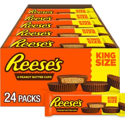 REESE&#39;S Milk Chocolate King Size Peanut Butter Cups, Candy Packs, 2.8 oz (24 Count)