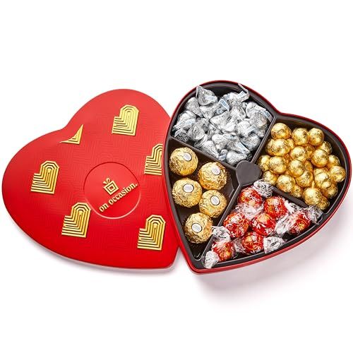 Heart Chocolate Gift Basket - Milk Chocolate Gift Basket - Christmas Chocolate Gift Box by On Occasion