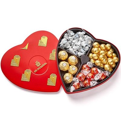 Heart Chocolate Gift Basket - Milk Chocolate Gift Basket - Christmas Chocolate Gift Box by On Occasion