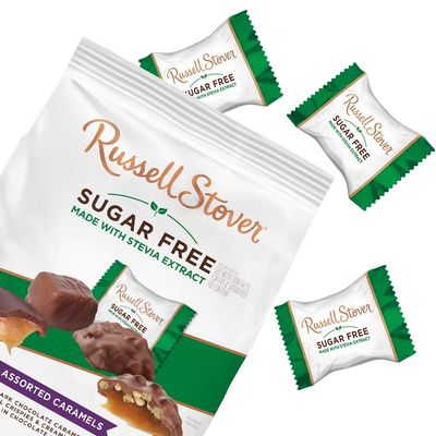 Russell Stover Sugar Free Assorted Caramels with Stevia, 1.1 Pound Bag (Pack of 4)