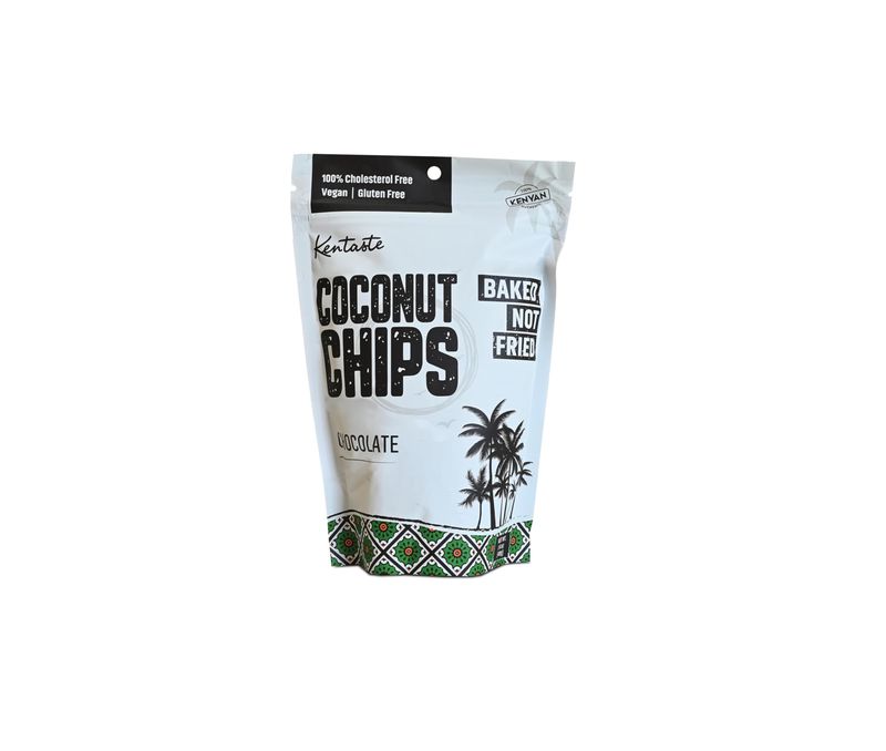 Kentaste Coconut Chips; Shredded, Dried, and Baked Coconut Snack 100% Cholesterol Free Gluten Free and Vegan, Chocolate Flavor Pack of 6