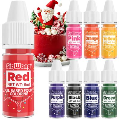 Oil Based Food Coloring - 8 Colors Upgraded Food Coloring for Chocolate, SigWong Oil Based Food Dye for Cake Decorating, Baking, Cookies, Icing Frosting, Fondant - 0.25 Fl.Oz/Bottles