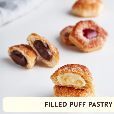 Tesoro Chocolate Filling by Pasticceria Matilde Vicenzi, Chocolate Cream Filled Puff Pastry Patisserie, Kosher Dairy, Made in Italy, 3.53oz (100g), 4-Pack