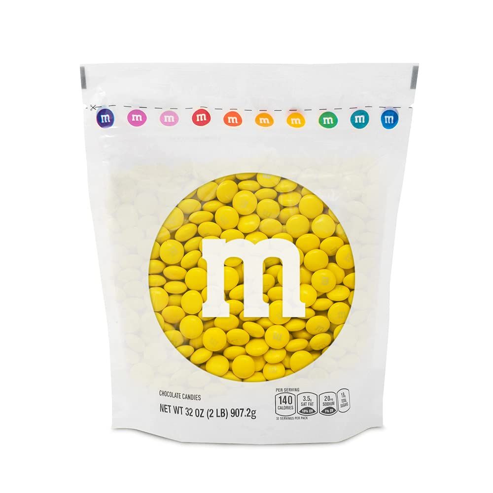 M&amp;MS Yellow Milk Chocolate Candy, 2lbs of M&amp;M&#39;S in Resealable Pack for Candy Bars, Easter, Graduations, Birthdays, Dessert Tables &amp; DIY Party Favors